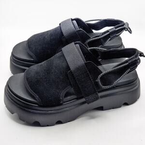 UGG Women’s Platform Sandals Black Suede Chunky Sole Normcore Minimalist Size 9